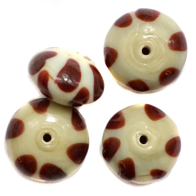 10 Fancy RONDELLE Beads White & Red 12x18mm