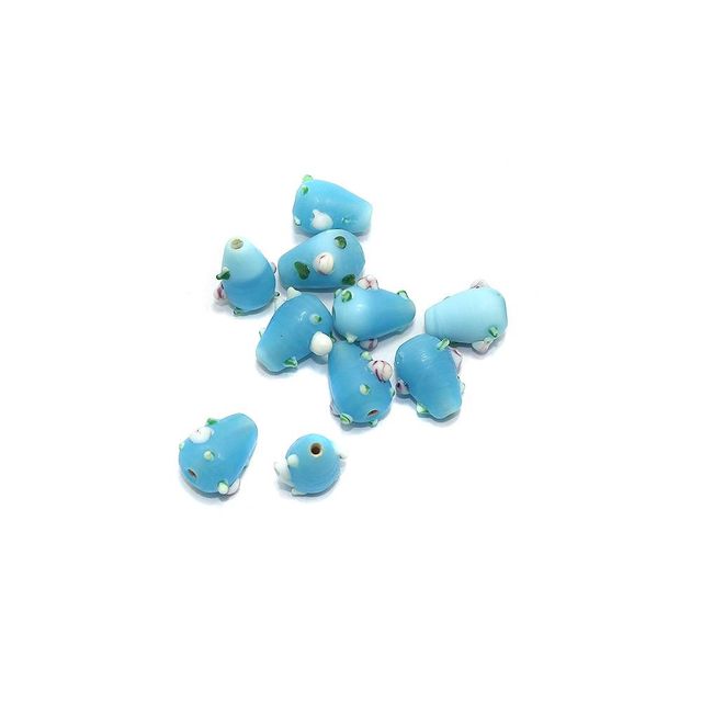 10 Bump Dotted Drop Beads Turquoise 16x10mm