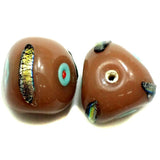 2 Fancy Tri Beads Light Brown 20mm