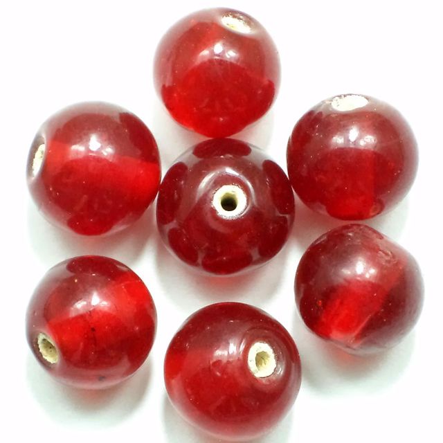 50 Pcs Glass Round Beads Assorted Red 12-14mm