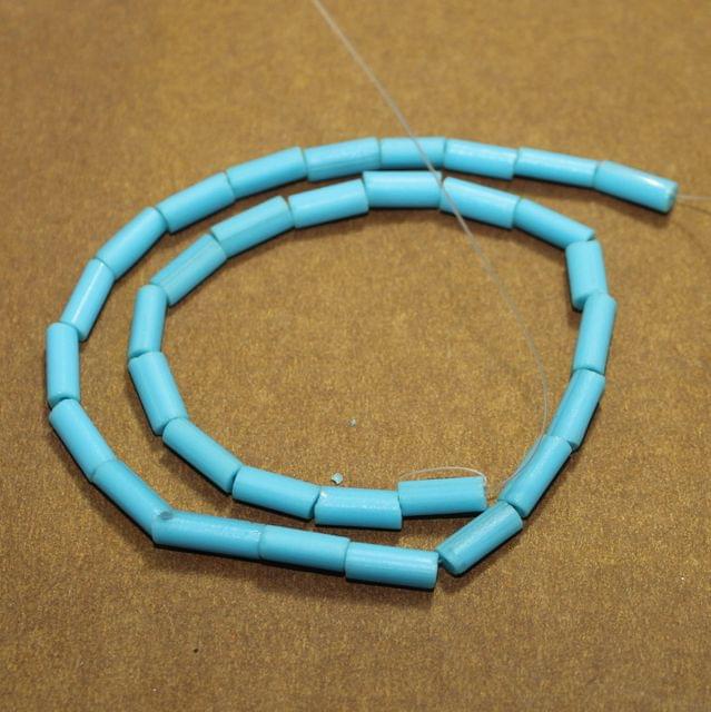 5 Strings Resin Tube Beads Turquoise 13x8 mm