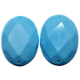 4 Faceted Cabochon Beads Turquoise 42x30