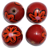 20 Wooden Round Beads Red 1.25 Inch
