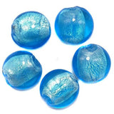 20 Pcs Silver Foil Dome Beads Turquoise 20 mm