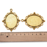2.5 Inch Tibetan Style Alloy Flat Oval Pendant Cabochon Settings Antique Golden