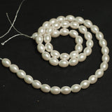 1 String, 8x6mm Shell Pearl Beads White Oval_MGB-135-1