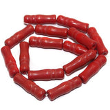 5 Strings Glass Beads Imam Opaque Red 8x24 mm