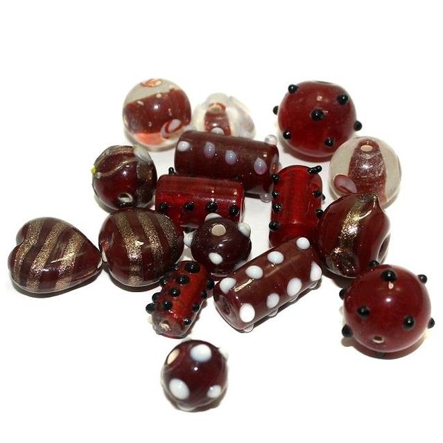 55+ Fancy Beads Trans Red 10-25mm