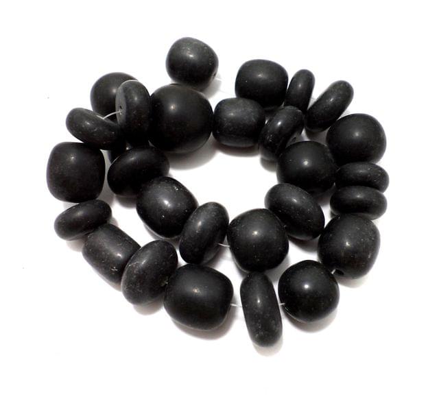 25 Resin Beads Assorted Shapes Black 10-20 mm