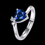 Blue Heart Silver Plated Ring