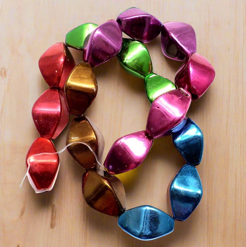 5 Strings16x10 mm Multicolor Metallic CCB Diamond Beads Assorted_ACRB-22