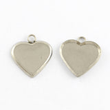 0.5 Inch Heart Stainless Steel Cabochon Settings Pendants