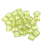 100 Gm Acrylic Crystal Faceted Flat Square Center Drill Beads Trans Light Green 10x5 mm
