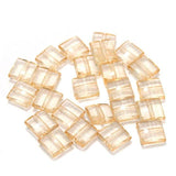100 Gm Acrylic Crystal Faceted Flat Square Center Drill Beads Trans Orange 10x5 mm