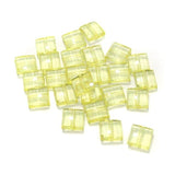 100 Gm Acrylic Crystal Faceted Flat Square Center Drill Beads Trans Yellow 10x5 mm