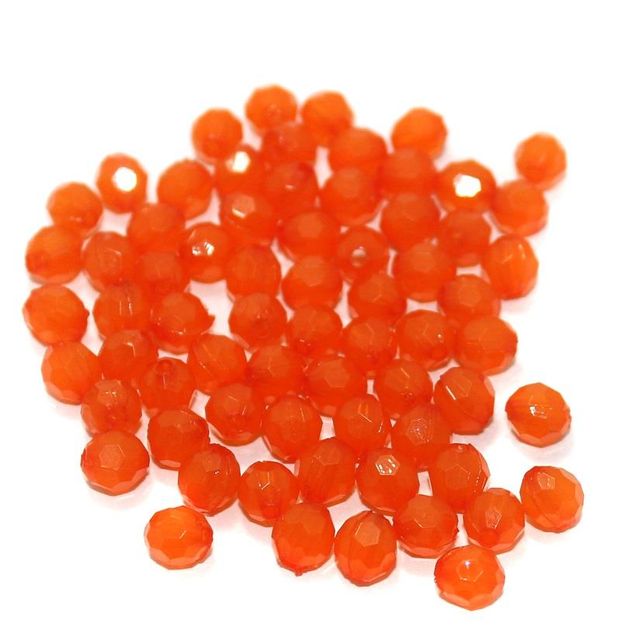 100 Gm Acrylic Crystal Faceted Roundell Beads Orange 6x5 mm
