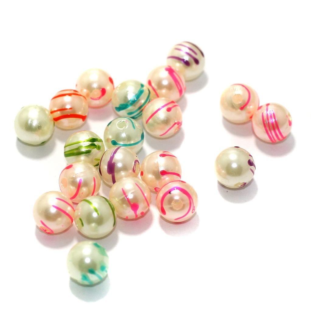 100 Pcs, 10mm Acrylic Pearl Beads Multicolor