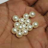 100 Pcs, 7mm Off White One Side Hole Round Acrylic Pearl Beads
