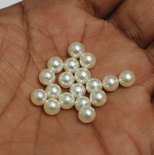 1 String, 10mm Acrylic Japanese Pearls Beads White