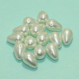 50 Pcs,17x12mm White One Side Hole Drop Acrylic Pearl Beads