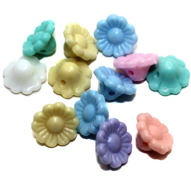40 Acrylic Flower Beads Assorted 12mm
