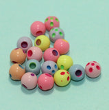 100 Pcs,9mm Multi Color One Side Hole Acrylic Round Beads