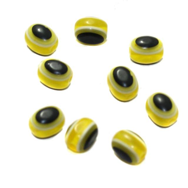 100 Pcs, 10x7mm Yellow Oval Acrylic Eye Beads