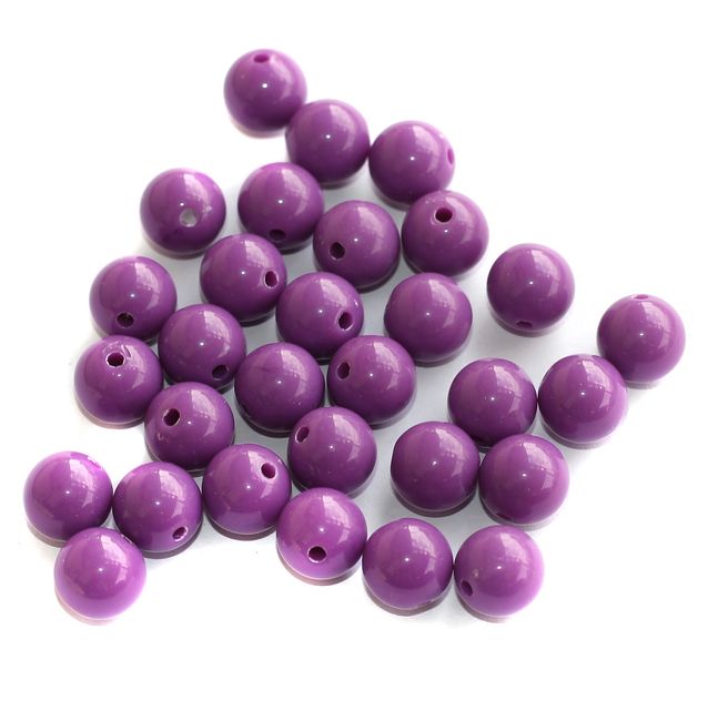 100 Pcs, 10mm Purple Acrylic Round Beads