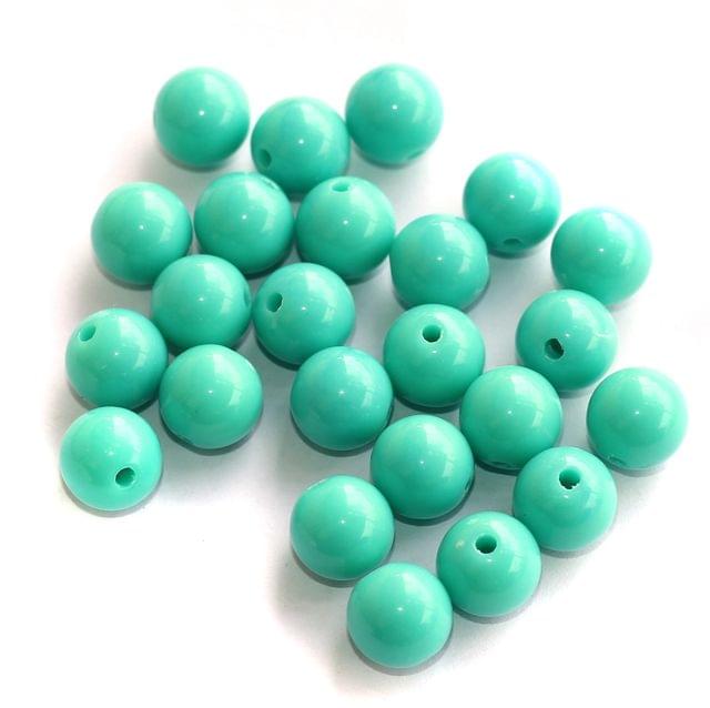 100 Pcs, 10mm Mint Green Acrylic Round Beads