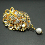 Gold Plated Stone Saree Pin