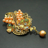 Gold Plated Stone Saree Pin