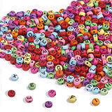 500 Pcs Acrylic Round A to Z Alphabet Letter Beads Multicolor 6mm