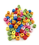 500 Pcs Wooden Alphabet Beads Square Multicolor 10mm