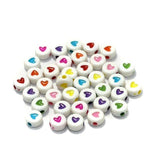 500 Pcs Acrylic Round Heart Beads Multicolor 6mm