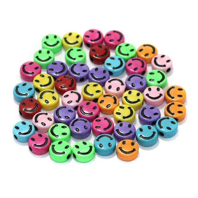 250 Pcs Acrylic Round Smiley Beads Multicolor 9mm