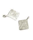 Sterling Silver Diamond Shape Pattern Charm 16mm