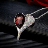 Platinum Plated Red Crystal Heart Pendant Necklace