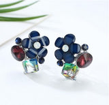 Platinum Plated Multicolor Rose Inspired Clip-On Earrings