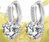 Platinum Plated Heart Shape Crystal Clip-On Earrings