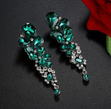 Platinum Plated Handcrafted Green Drop Earrings