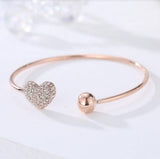 Rose Golden American Diamond Heart Bracelet