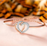 Rose Golden Plated American Diamond Heart Bracelet