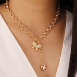 Butterfly necklace Heart Golden Plated Chain