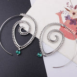 Silver Plated Spiral Unique Water Drop Dangle Statement Earrings