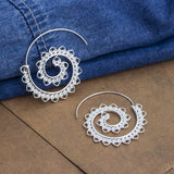 Spiral Silver Plated Circular Drop Earrings
