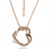 American Diamond Heart Rose Gold Pendant Necklace