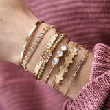 Set Of 7 Golden Boho Bracelets