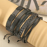 Multi Layered Black Lather Bracelet