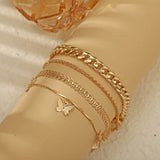 Butterfly Multi String Golden Plated Bracelet