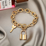 Golden Plated Lock & Key Charm Bracelet